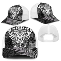New Zealand Rugby All White Mesh Trucker Cap Silver Fern All Black Mix Ta Moko - Polynesian Pride
