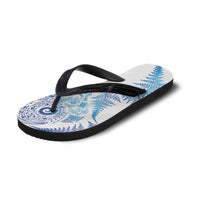 New Zealand Sea Animals Flip Flops with Maori Koru Tribal Tattoo and Silver Ferns Galaxy Style LT03 - Polynesian Pride