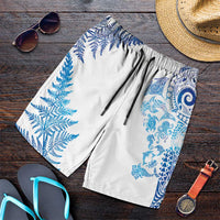 New Zealand Sea Animals Shorts for Men with Maori Koru Tribal Tattoo and Silver Ferns Galaxy Style LT03 Multicolor - Polynesian Pride