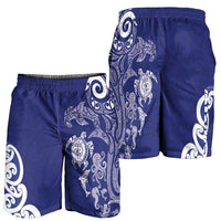 New Zealand Sea Animals with Maori Tribal Tattoo Shorts for Men Blue Color