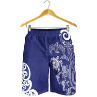 New Zealand Sea Animals with Maori Tribal Tattoo Shorts for Men Blue Color