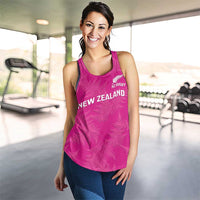 New Zealand Silver Fern Rugby Custom Women Racerback Tank Go Aotearoa Champions World Cup Pink - Polynesian Pride
