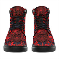 New Zealand Taiaha Maori All Season Boots Whero Minimalist Silver Fern Tukutuku Motif