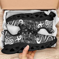 New Zealand Taiaha Maori Clunky Sneakers Kiwikiwi Minimalist Silver Fern Tukutuku Motif