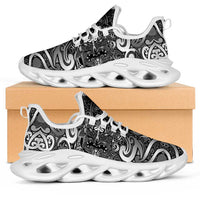 New Zealand Taiaha Maori Clunky Sneakers Kiwikiwi Minimalist Silver Fern Tukutuku Motif