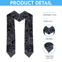 New Zealand Taiaha Maori Graduation Stole Minimalist Silver Fern All Black - Polynesian Pride