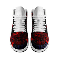 New Zealand Taiaha Maori High Sneakers AJ1 Whero Minimalist Silver Fern Tukutuku Motif