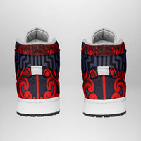 New Zealand Taiaha Maori High Sneakers AJ1 Whero Minimalist Silver Fern Tukutuku Motif