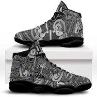 New Zealand Taiaha Maori Sneakers J13 Kiwikiwi Minimalist Silver Fern Tukutuku Motif