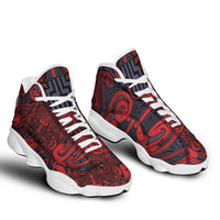 New Zealand Taiaha Maori Sneakers J13 Whero Minimalist Silver Fern Tukutuku Motif