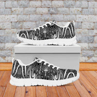 New Zealand Taiaha Maori Sneakers Kiwikiwi Minimalist Silver Fern Tukutuku Motif