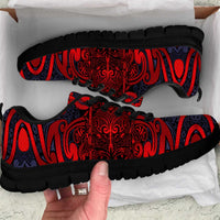 New Zealand Taiaha Maori Sneakers Whero Minimalist Silver Fern Tukutuku Motif