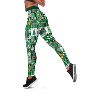 Norfolk Island Meri Krismas Leggings Pacific Patchwork Xmas Vibes LT9 Green - Polynesian Pride