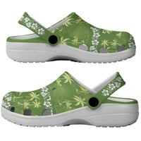 Olive Green Hawaii Palm Tree Hibiscus Clogs Shoes Fantasy Summer Vibe
