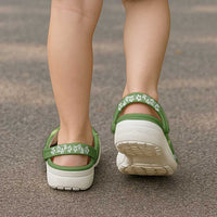 Olive Green Hawaii Palm Tree Hibiscus Clogs Shoes Fantasy Summer Vibe
