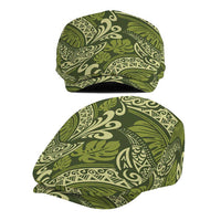 Olive Green Monstera Jeff Hat Polynesian Tribal Pattern - Polynesian Pride