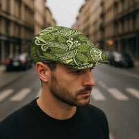 Olive Green Monstera Jeff Hat Polynesian Tribal Pattern - Polynesian Pride
