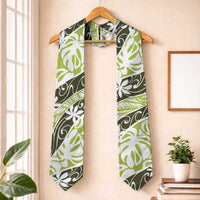 Olive Tahiti Tiare Monstera Graduation Stole Polynesian Pattern Curve Style