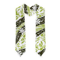 Olive Tahiti Tiare Monstera Graduation Stole Polynesian Pattern Curve Style