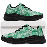 Omaomao Aloha Hawaii Chunky Sneakers Plumeria Lei With Palaka Motif LT14 Green - Polynesian Pride