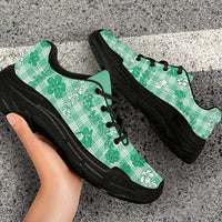 Omaomao Aloha Hawaii Chunky Sneakers Plumeria Lei With Palaka Motif LT14 - Polynesian Pride