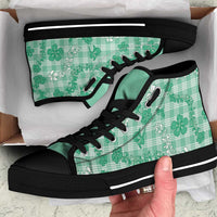 Omaomao Aloha Hawaii High Top Shoes Plumeria Lei With Palaka Motif - Polynesian Pride