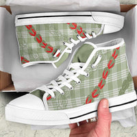 Omaomao Aloha Hawaii High Top Shoes Rosebud Lei With Palaka Motif - Polynesian Pride