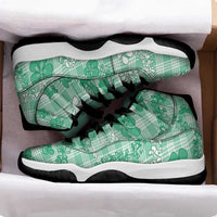 Omaomao Aloha Hawaii Sneakers J11 Plumeria Lei With Palaka Motif - Polynesian Pride