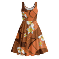 Orange Banana Leaf Hawaii Midi Dress Lau Maia Plumeria Tropical Summer Vibes