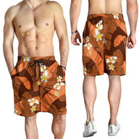 Orange Banana Leaf Hawaii Shorts for Men Lau Maia Plumeria Tropical Summer Vibes