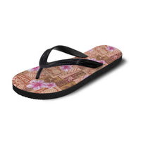 Orange Hawaii Hibiscus Tropical Flowers Motifs Flip Flops - Polynesian Pride