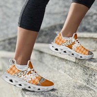 Orange Hawaii Tiare and Shell Lei Clunky Sneakers Hawaiian Palaka Luxury Vibes - Polynesian Pride