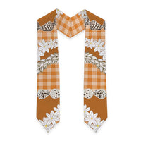 Orange Hawaii Tiare and Shell Lei Graduation Stole Hawaiian Palaka Luxury Vibes - Polynesian Pride