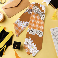 Orange Hawaii Tiare and Shell Lei Graduation Stole Hawaiian Palaka Luxury Vibes - Polynesian Pride