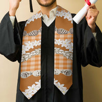 Orange Hawaii Tiare and Shell Lei Graduation Stole Hawaiian Palaka Luxury Vibes - Polynesian Pride