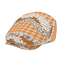 Orange Hawaii Tiare and Shell Lei Jeff Hat Hawaiian Palaka Luxury Vibes - Polynesian Pride