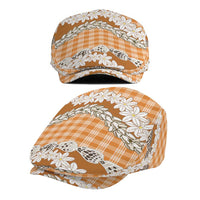 Orange Hawaii Tiare and Shell Lei Jeff Hat Hawaiian Palaka Luxury Vibes - Polynesian Pride