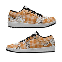 Orange Hawaii Tiare and Shell Lei Low Sneakers Hawaiian Palaka Luxury Vibes LT14 Orange - Polynesian Pride