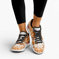 Orange Hawaii Tiare and Shell Lei Low Sneakers Hawaiian Palaka Luxury Vibes - Polynesian Pride