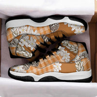 Orange Hawaii Tiare and Shell Lei Sneakers J11 Hawaiian Palaka Luxury Vibes - Polynesian Pride