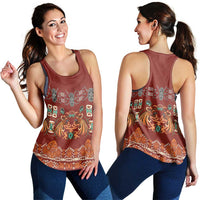 Oxblood Batik Papua-inspired Pattern Women Racerback Tank - Polynesian Pride