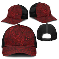 Oxblood Polynesia Baseball Net Cap Hawaiian Tribal Hammerhead Shark Tattoo - Polynesian Pride