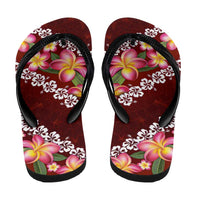 Oxblood Polynesia Flip Flops Plumeria Hibiscus Tropical Vibes LT14 - Polynesian Pride