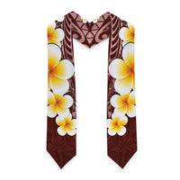 Oxblood Polynesia Graduation Stole Plumeria Tropical Leaves With Galaxy Polynesian Art
