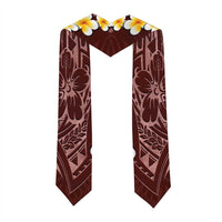 Oxblood Polynesia Graduation Stole Plumeria Tropical Leaves With Galaxy Polynesian Art