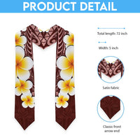Oxblood Polynesia Graduation Stole Plumeria Tropical Leaves With Galaxy Polynesian Art