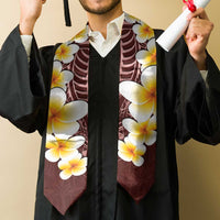 Oxblood Polynesia Graduation Stole Plumeria Tropical Leaves With Galaxy Polynesian Art