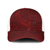 Oxblood Polynesia Mesh Trucker Cap Hawaiian Tribal Hammerhead Shark Tattoo - Polynesian Pride