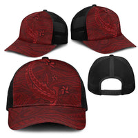 Oxblood Polynesia Mesh Trucker Cap Hawaiian Tribal Hammerhead Shark Tattoo - Polynesian Pride