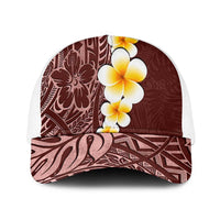 Oxblood Tropical Plumeria With Galaxy Polynesian Art Baseball Net Cap - Polynesian Pride